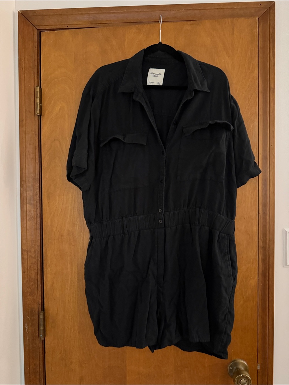 Abercrombie & Fitch Black Short-Sleeve Romper
